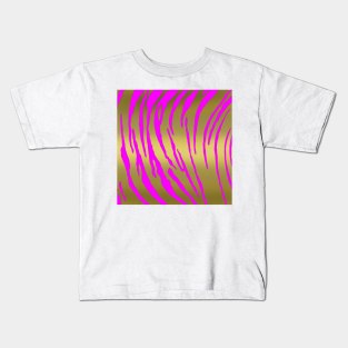 Gold Tiger Stripes Pink Kids T-Shirt